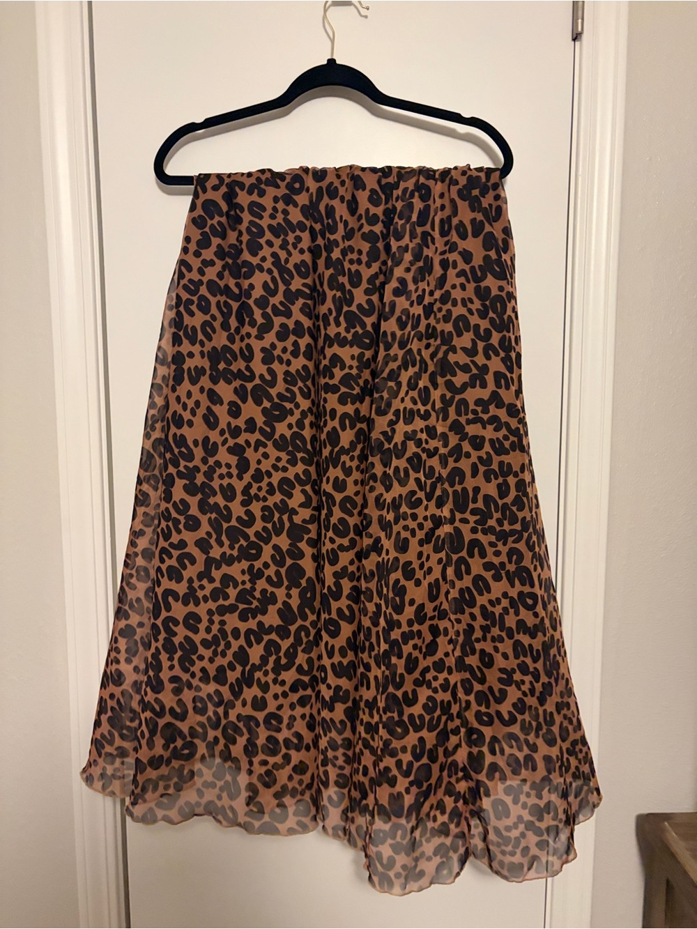 Amazon Brown Leopard Print Midi Skirt